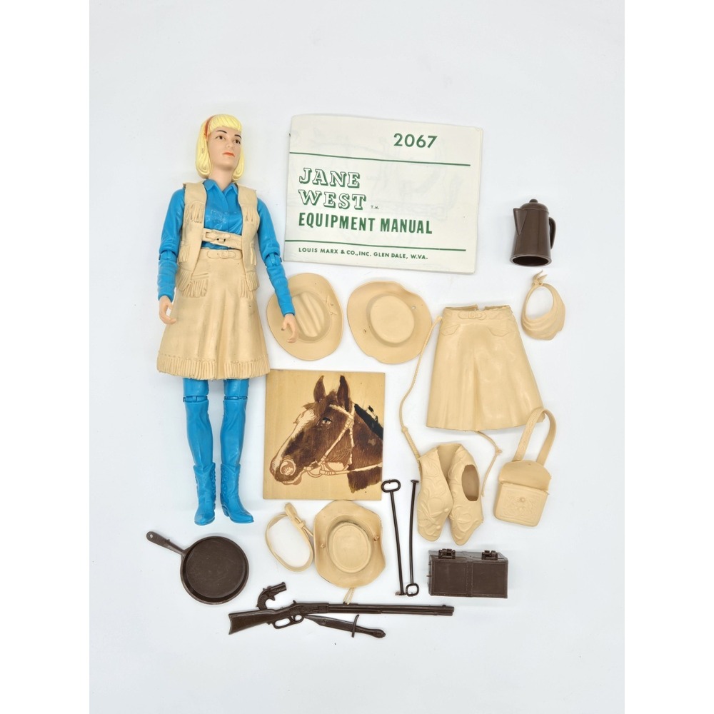 Vintage 1960s Marx Jane West Action Figure 2067 Manual Accessories Lot